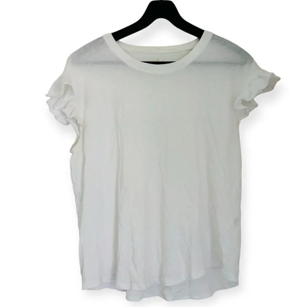 Kate Spade White Ruffle Short Sleeve Top Size Medium